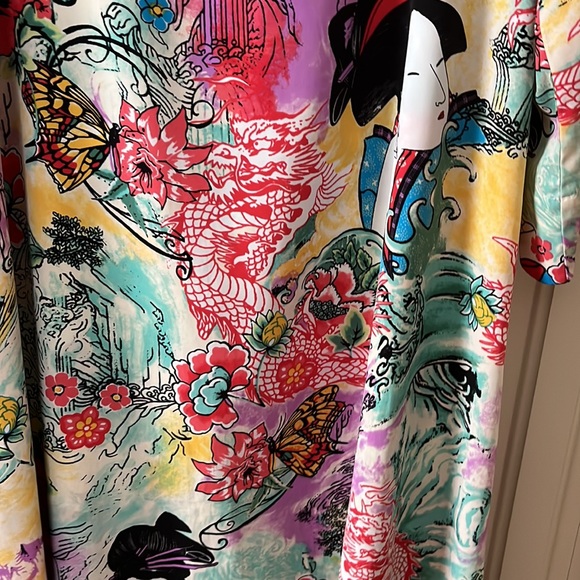 Natori Asian Print Caftan/Robe - Picture 4 of 4